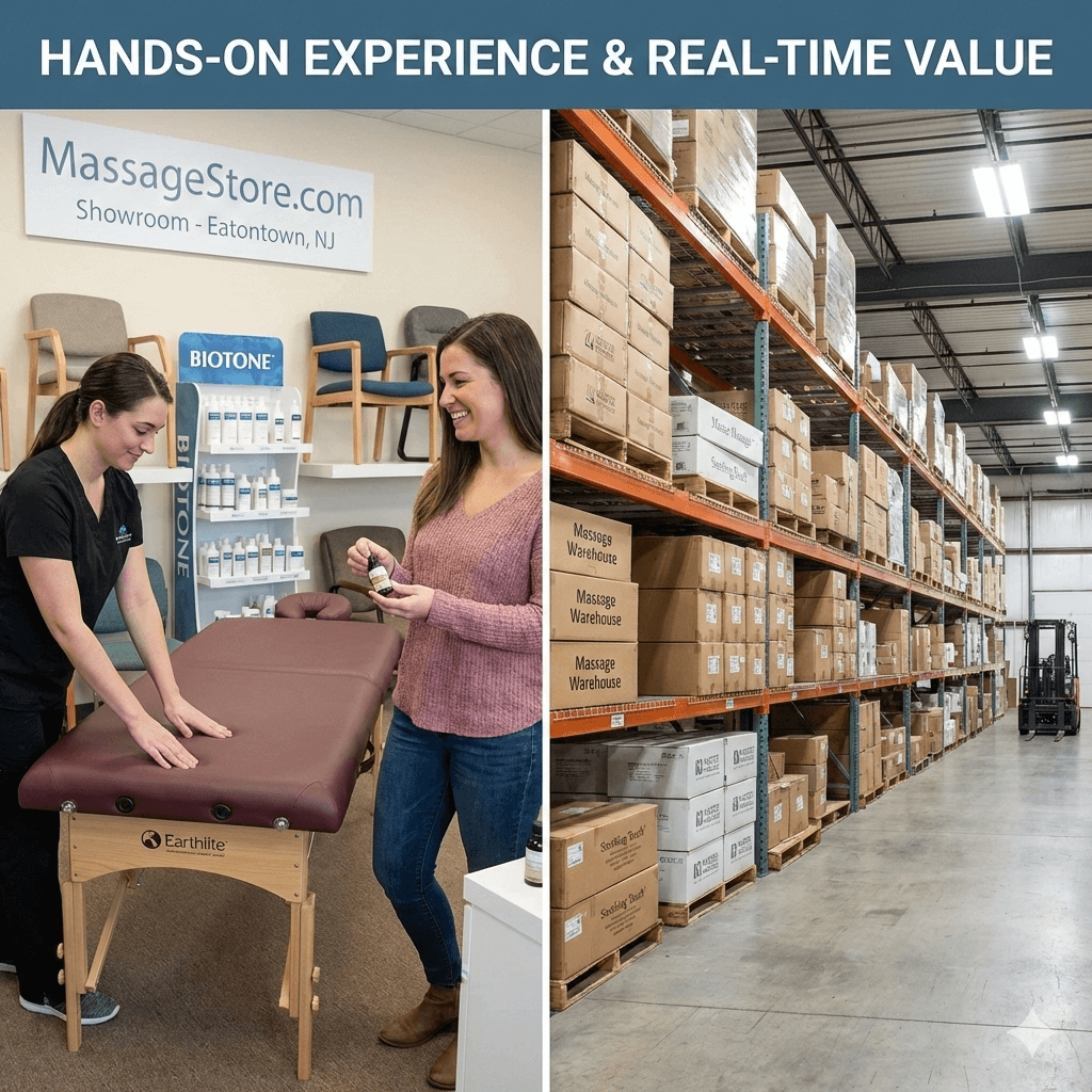 Why Seeing is Believing: The Huge Advantage of the MassageStore Showroom & Warehouse