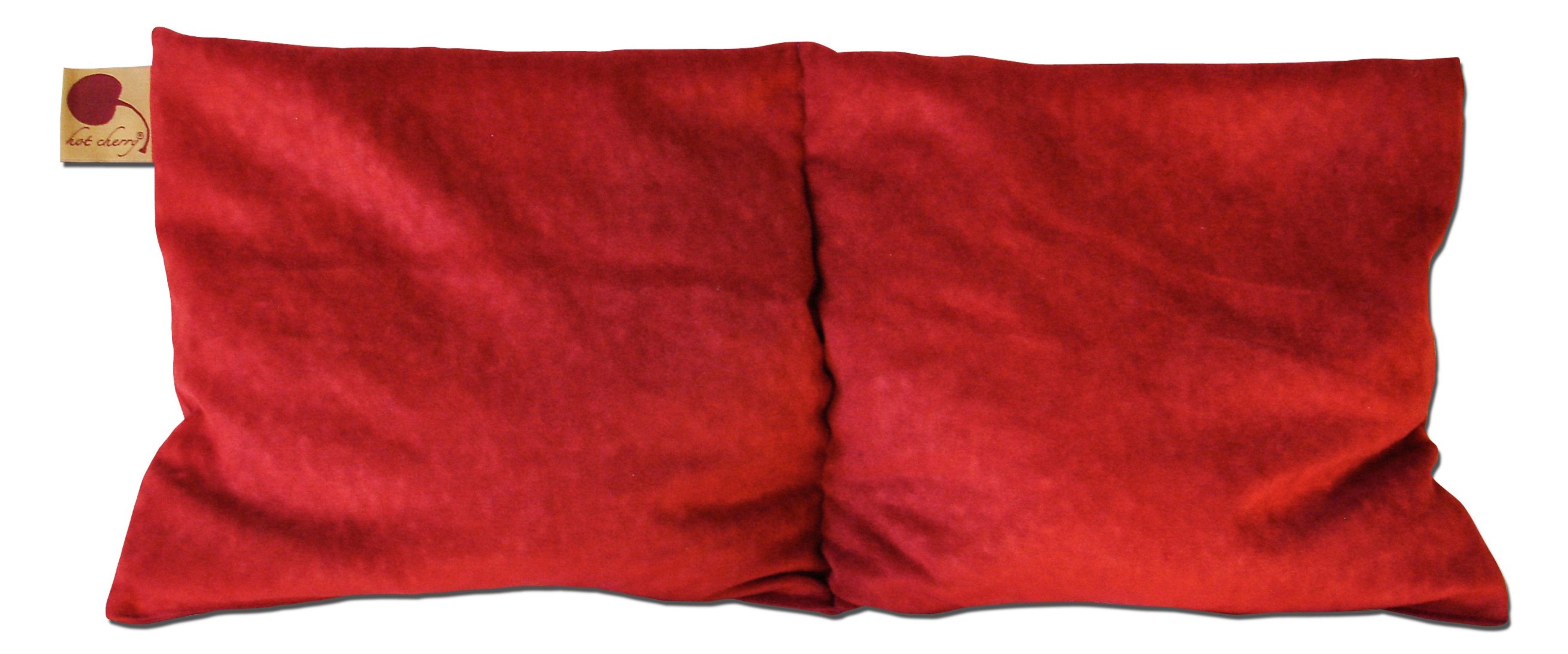 Hot Cherry Double Square Pillow in Plush Red Ultra-Suede - Natural Hot and Cold Therapy Pack