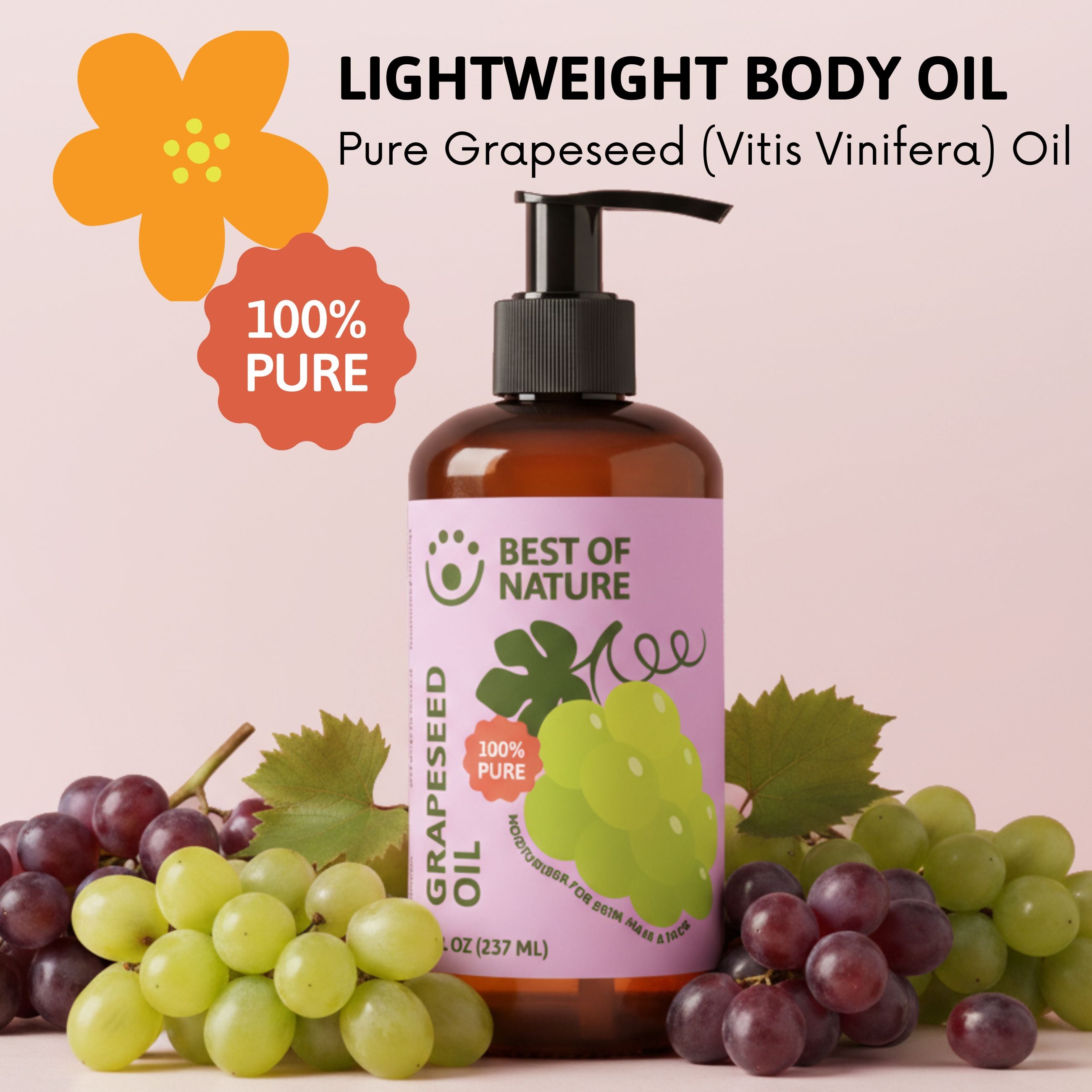Best of Nature Grapeseed Massage & Body Oil - 100% Pure