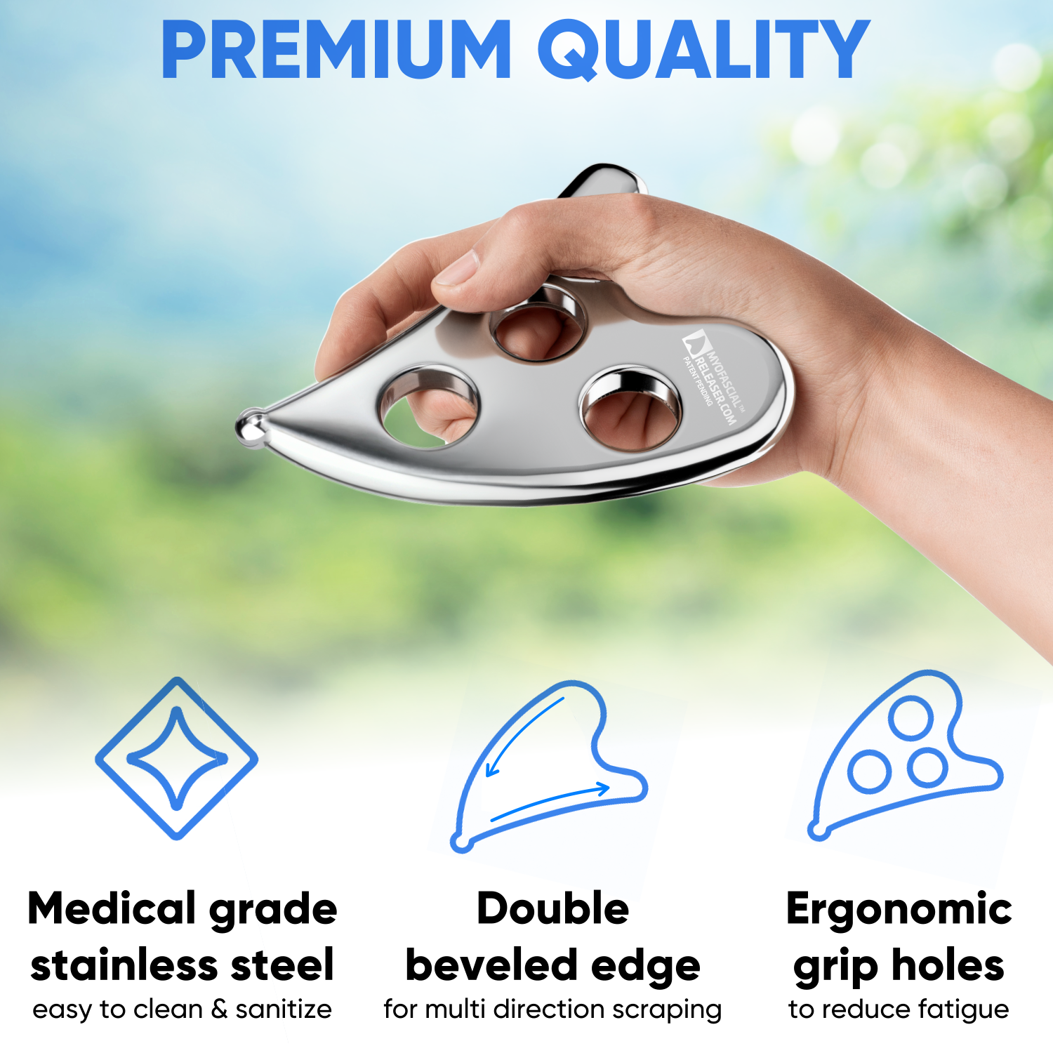 Professional Muscle Scraper - The Original - Patented IASTM Massage Tool - Medical Grade 304 Stainless Steel