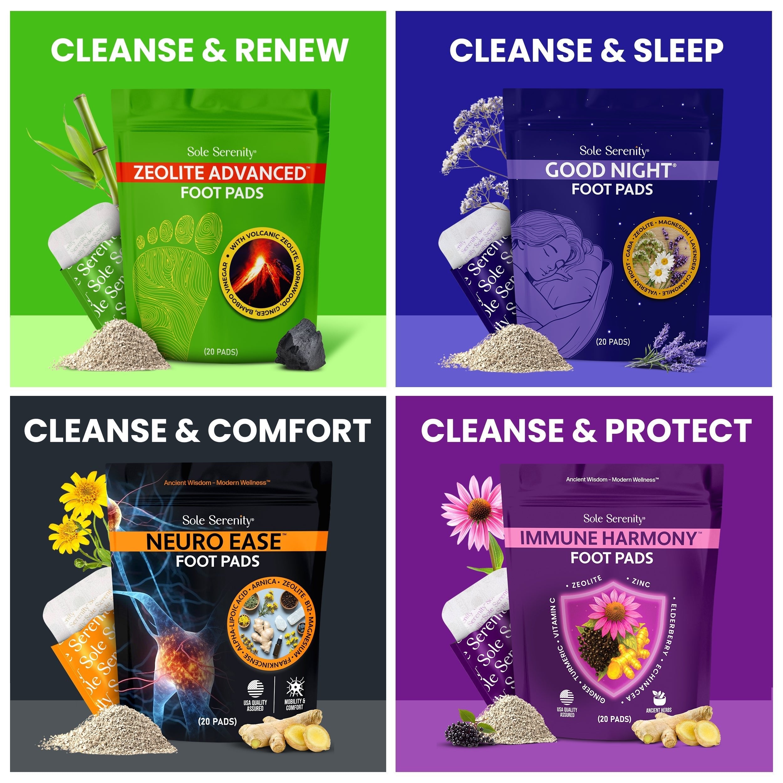 The Essentials 4 Pack Foot Pads Bundle