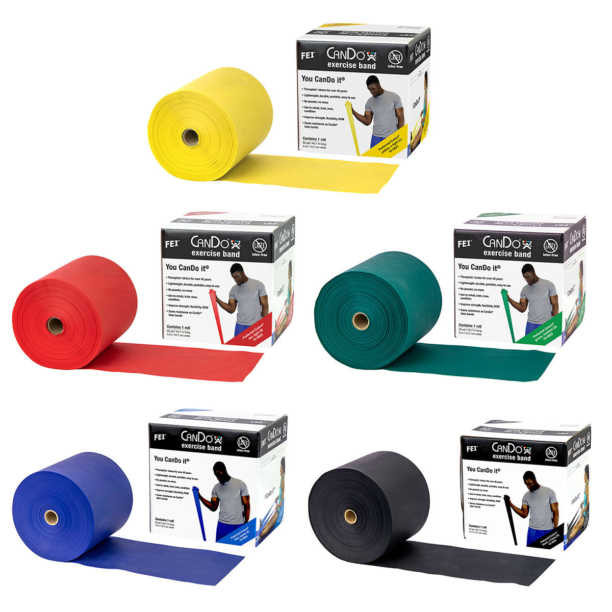 Latex Free Exercise Bands - 50 Yard Rolls - CanDo