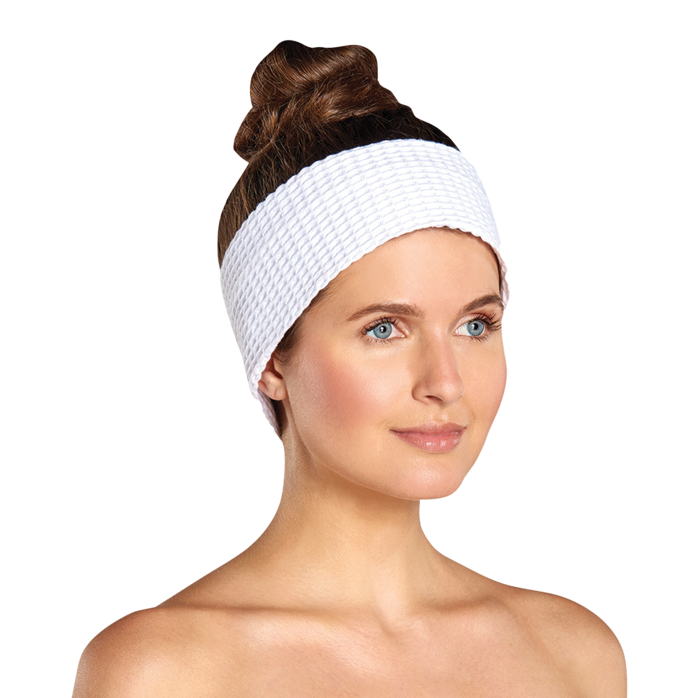Waffle Weave Velcro Spa Headband - White