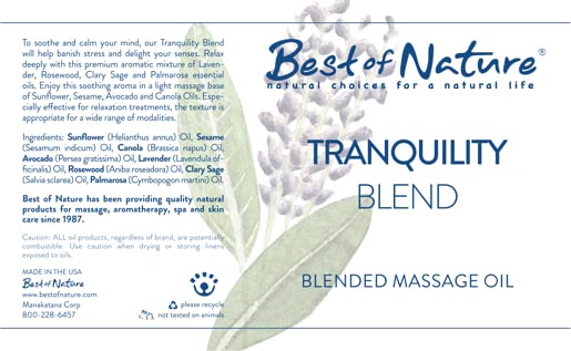 Best of Nature Tranquility Blend Massage Oil - Gallon