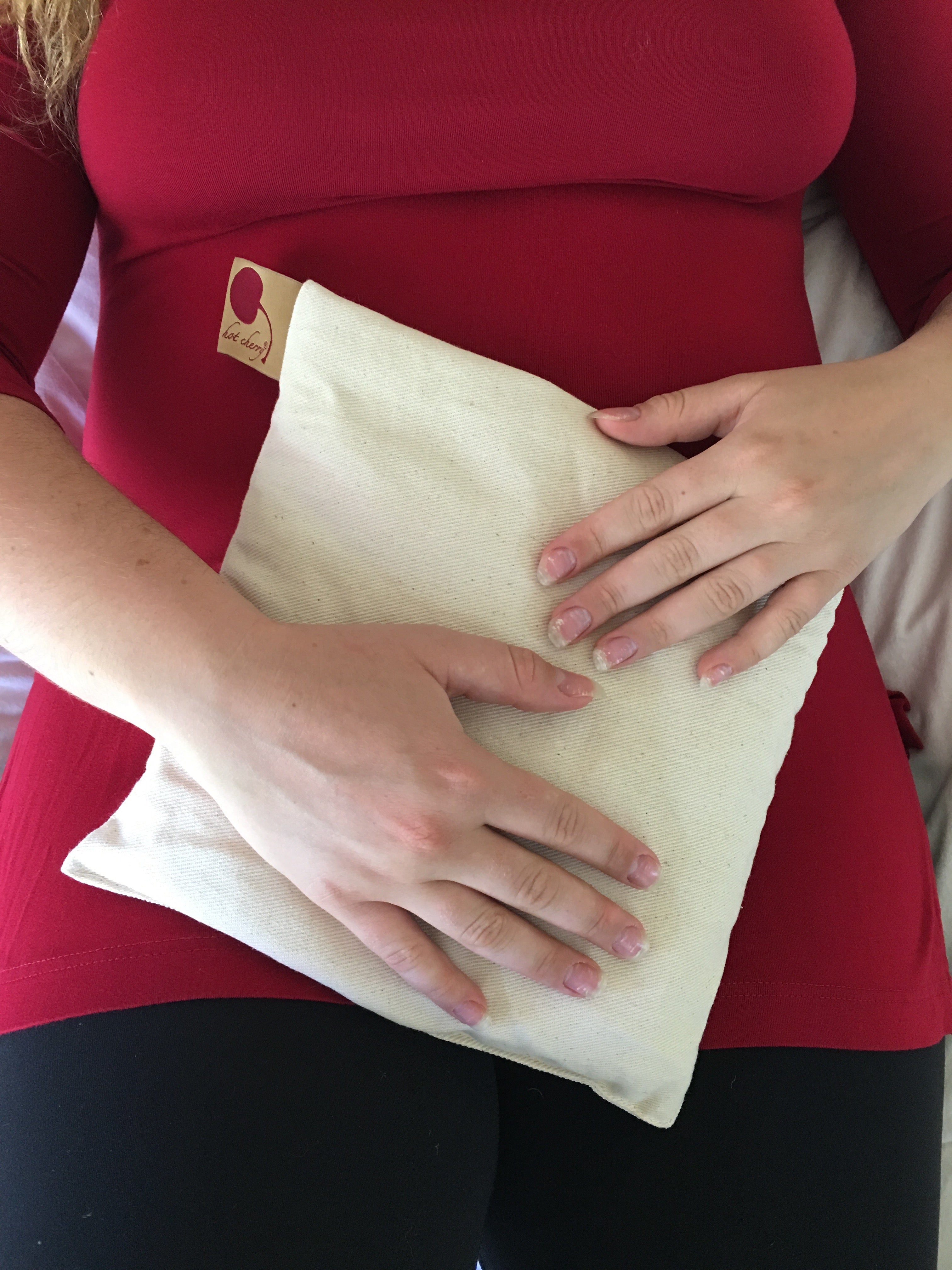 Hot Cherry Square Pillow in Natural Denim - Natural Hot and Cold Therapy Pack