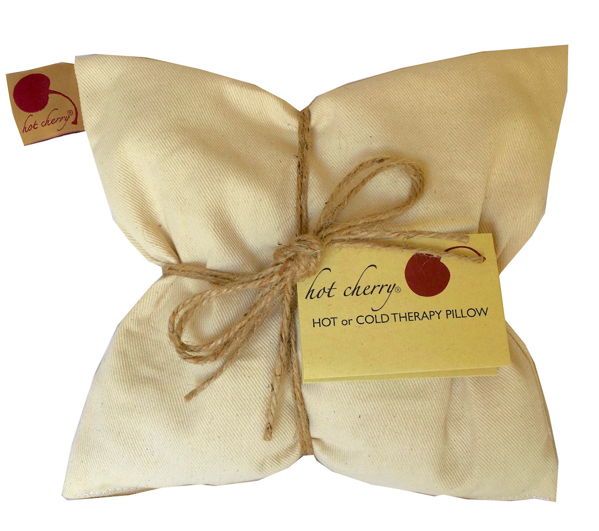 Hot Cherry Square Pillow in Natural Denim - Natural Hot and Cold Therapy Pack