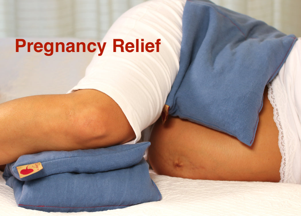 Hot Cherry Double Square Pillow in Blue Denim - Natural Hot and Cold Therapy Pack