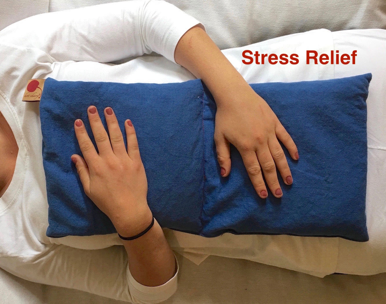 Hot Cherry Double Square Pillow in Blue Denim - Natural Hot and Cold Therapy Pack