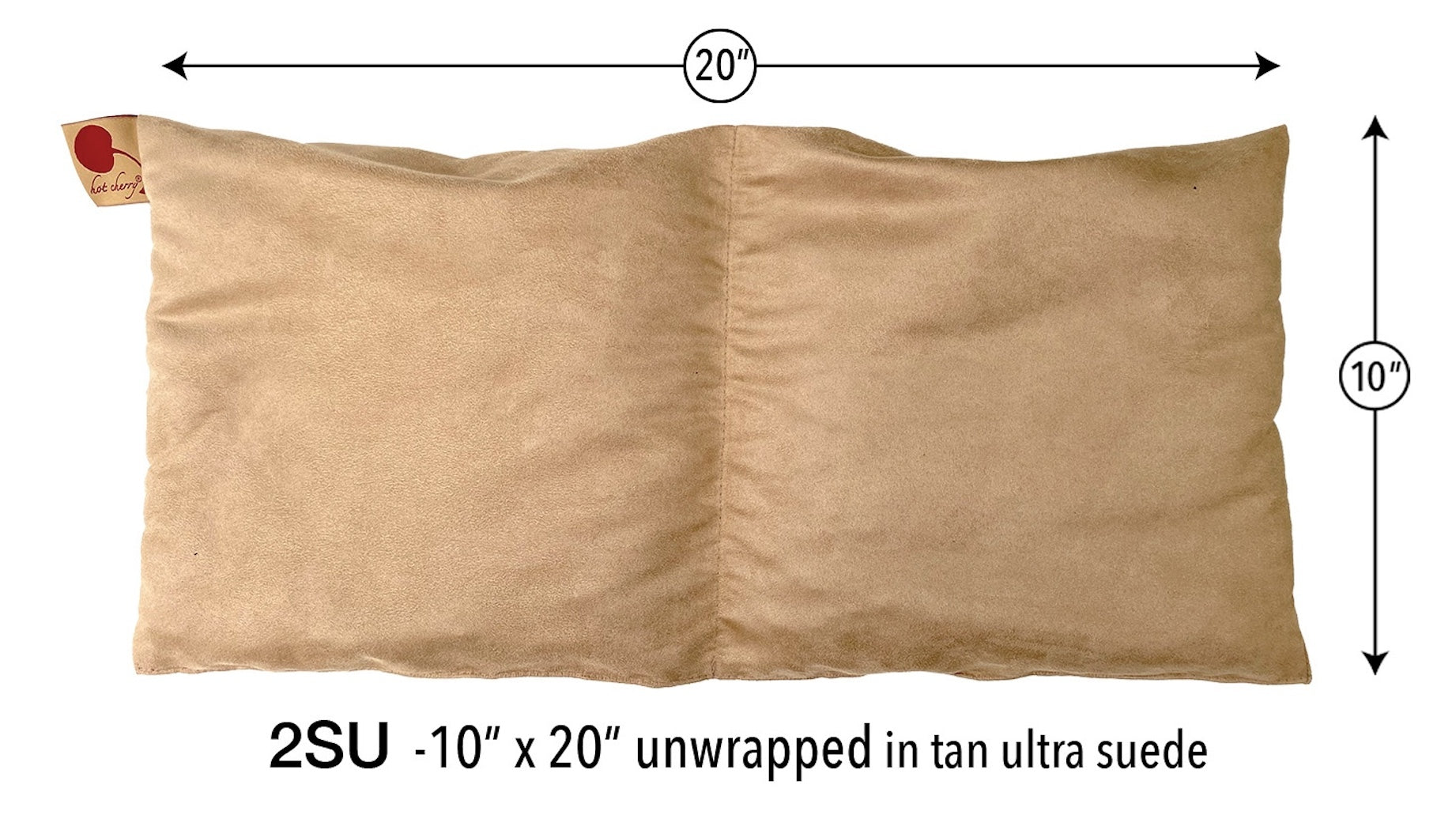 Hot Cherry Double Square Cherry Stone Pillow in Tan Ultra-Suede - Natural Hot and Cold Therapy Pack