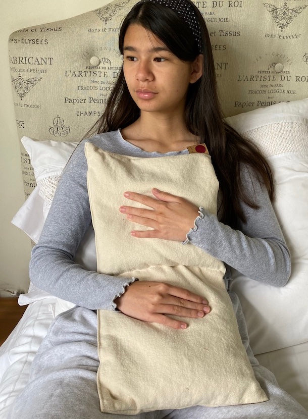 Hot Cherry Double Square Pillow in Natural Denim - Natural Hot and Cold Therapy Pack