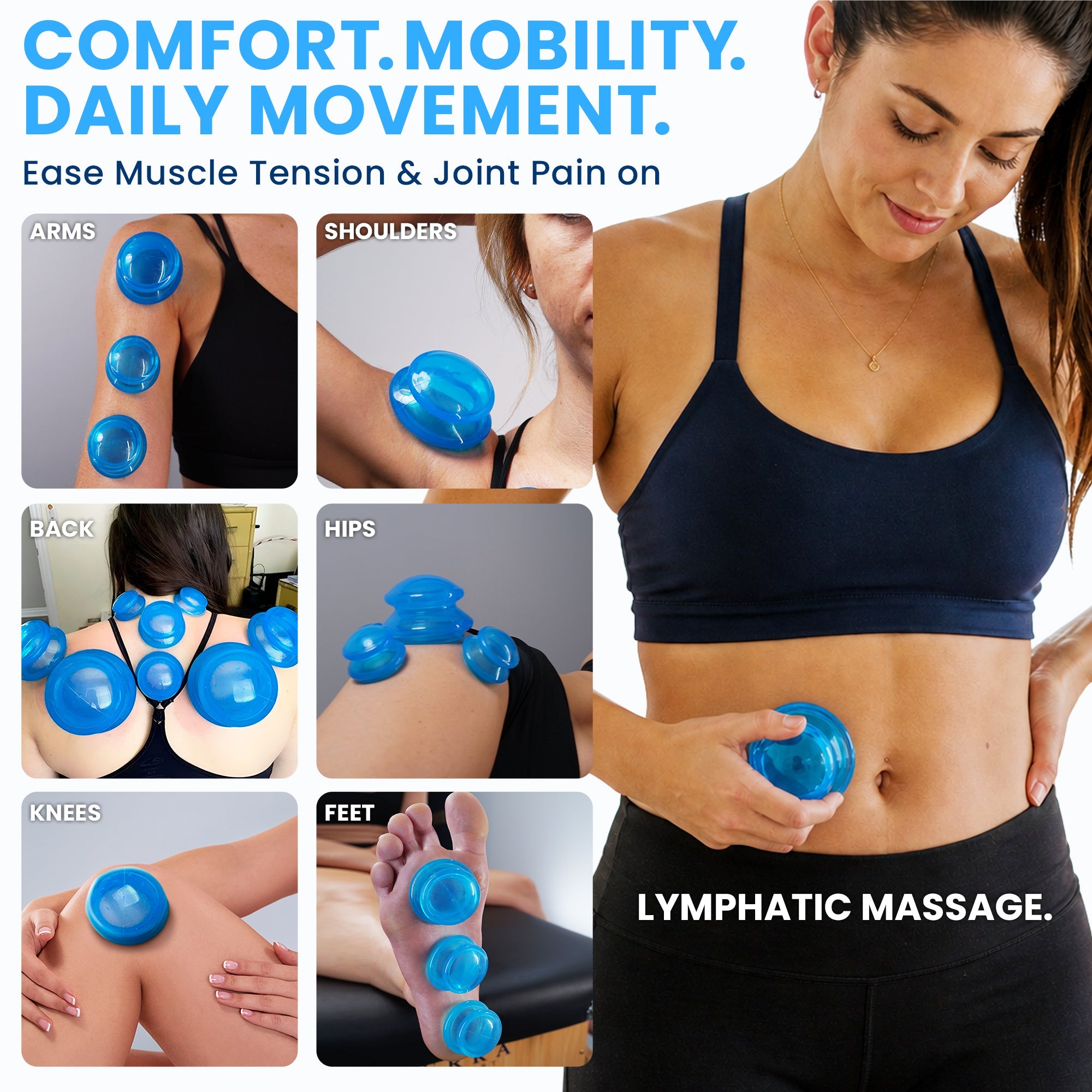 EDGE™ Cupping Set Blue, 8 Cups (2L, 2M, 4S)