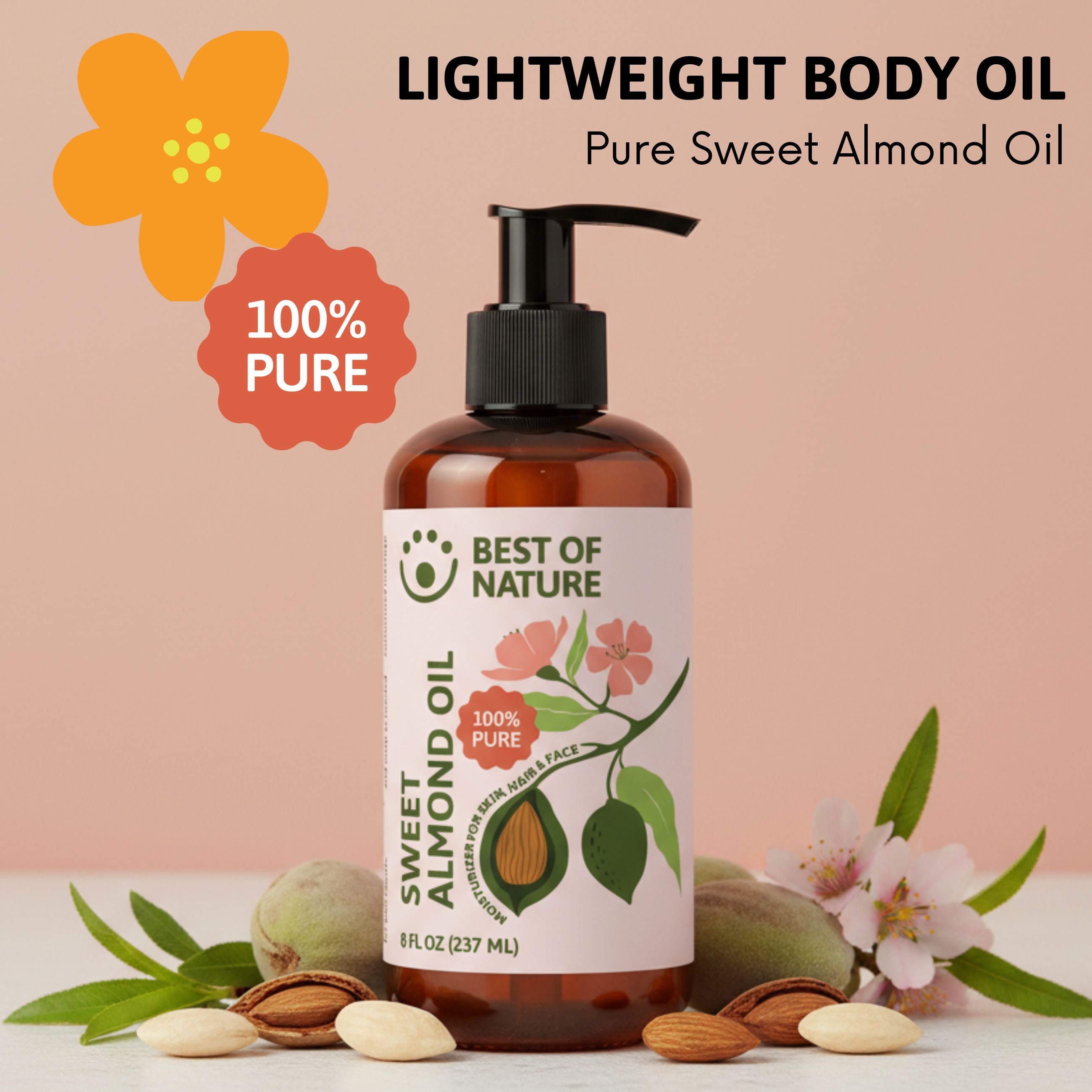 Best of Nature Almond Massage & Body Oil - 100% Pure