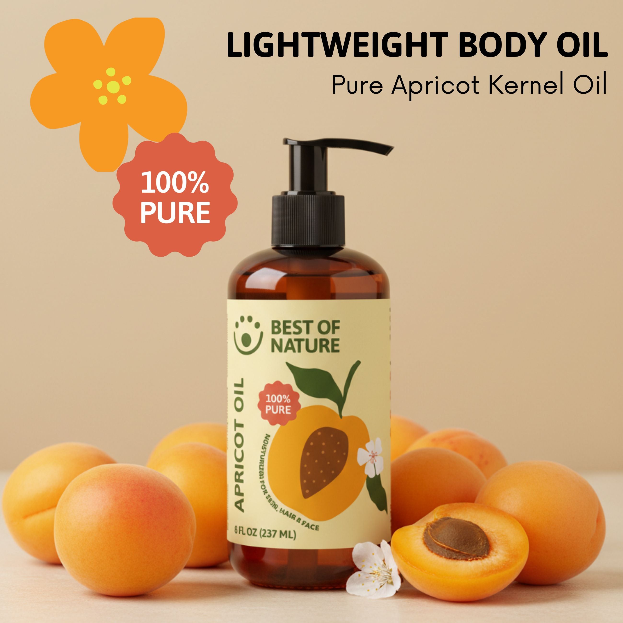 Best of Nature Apricot Kernel Massage & Body Oil - 100% Pure