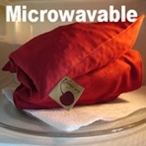 Hot Cherry Double Square Pillow in Natural Denim - Natural Hot and Cold Therapy Pack