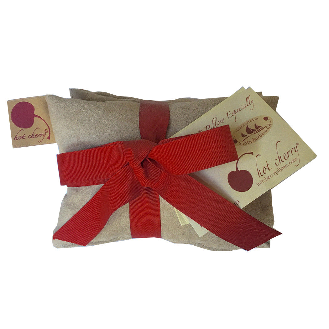Hot Cherry Neck Wrap in Plush Tan Ultra-suede - Natural Hot and Cold Therapy Pack