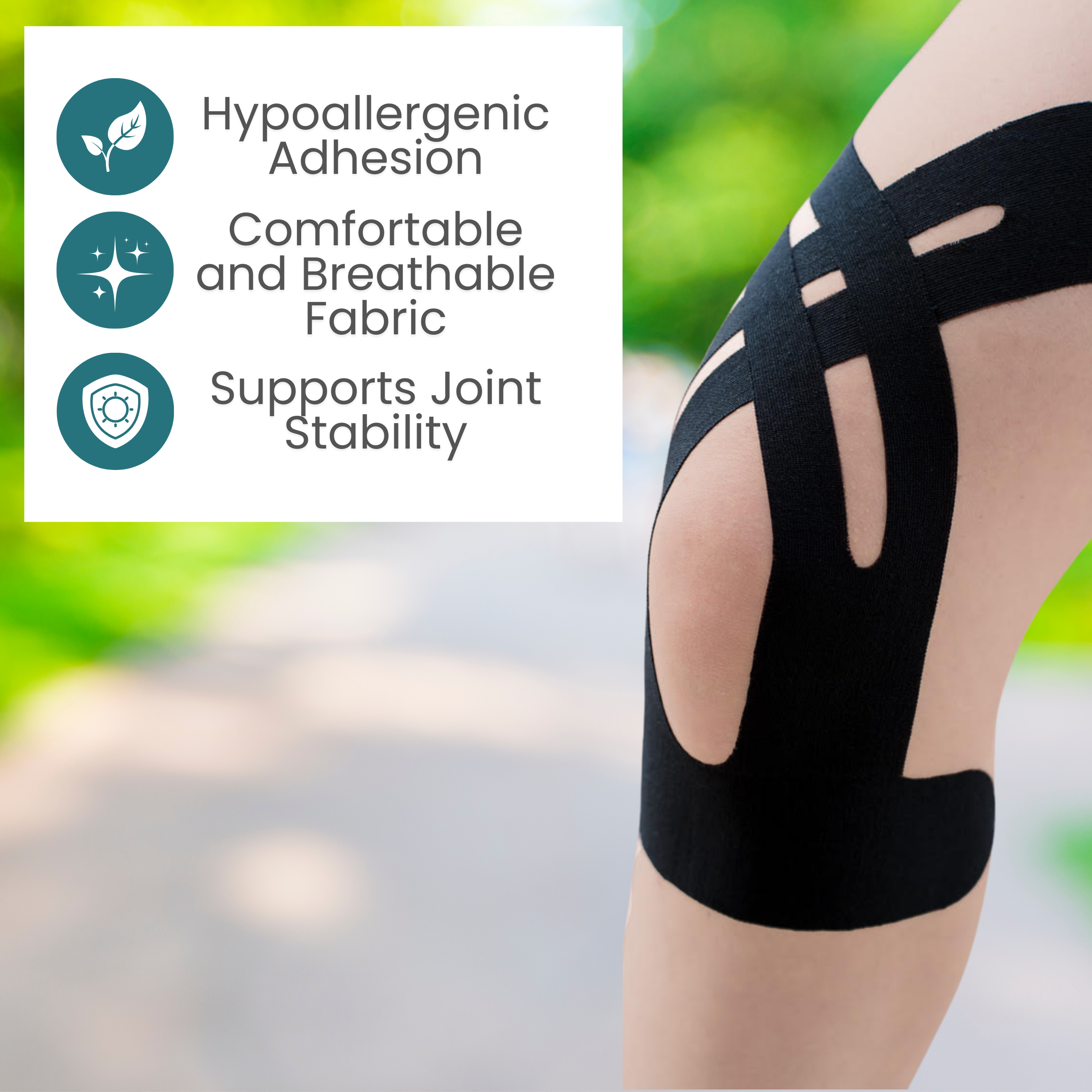 Tape N Go Precut Kinesiology Tape for Knee Support, 12 Pack