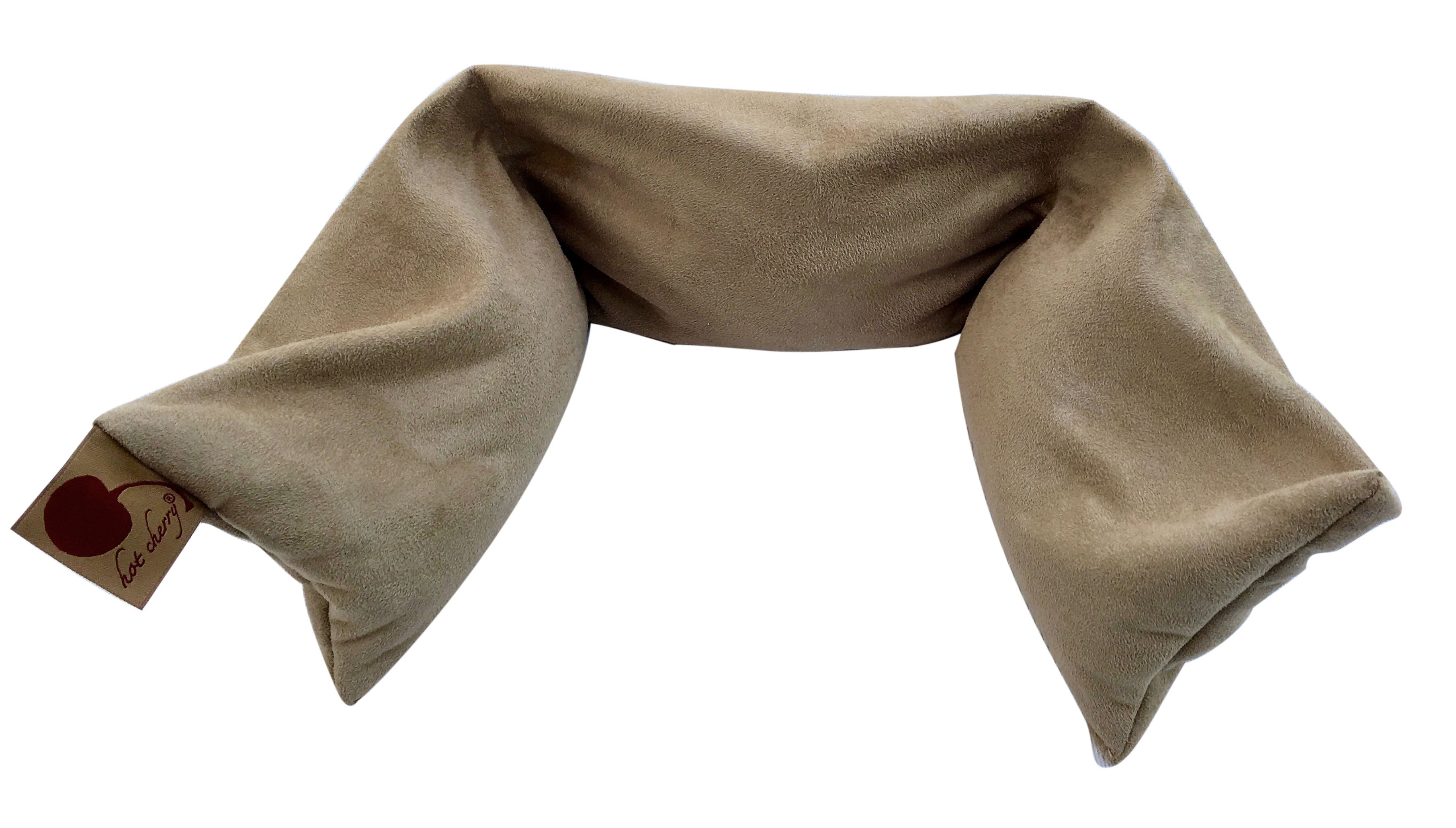 Hot Cherry Neck Wrap in Plush Tan Ultra-suede - Natural Hot and Cold Therapy Pack