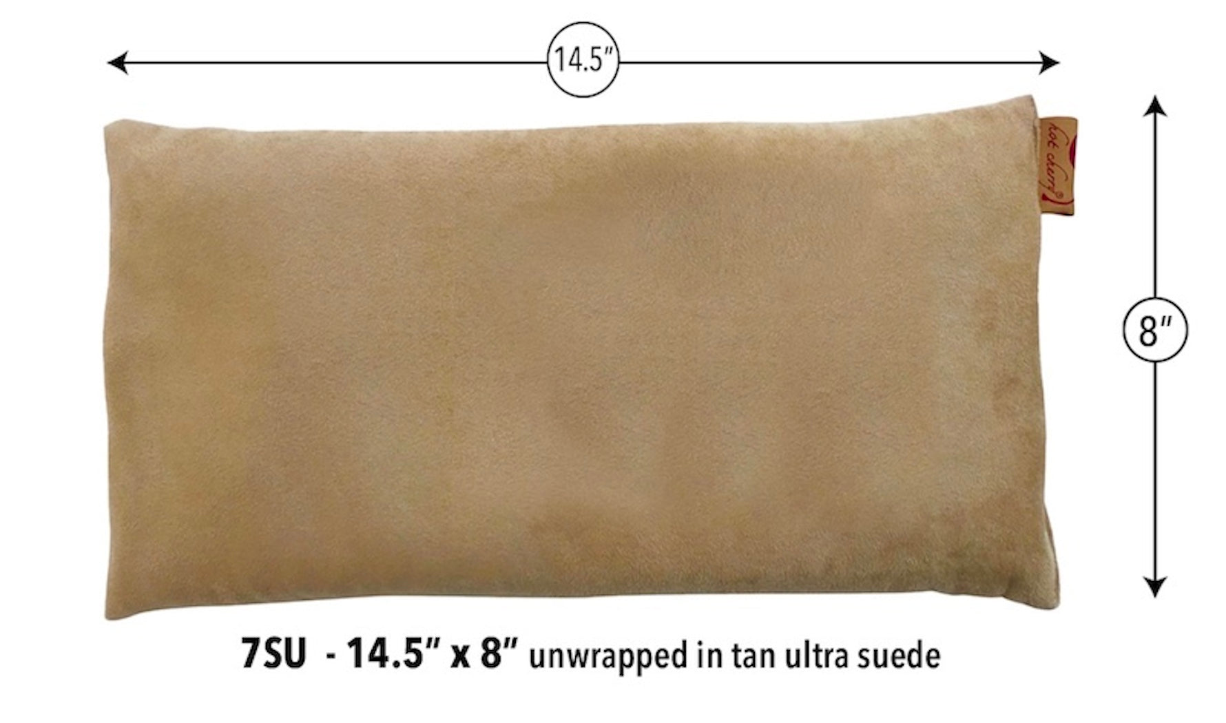 Hot Cherry Large Rectangle Cherry Stone Pillow in Tan Ultra-Suede - Natural Hot and Cold Therapy Pack