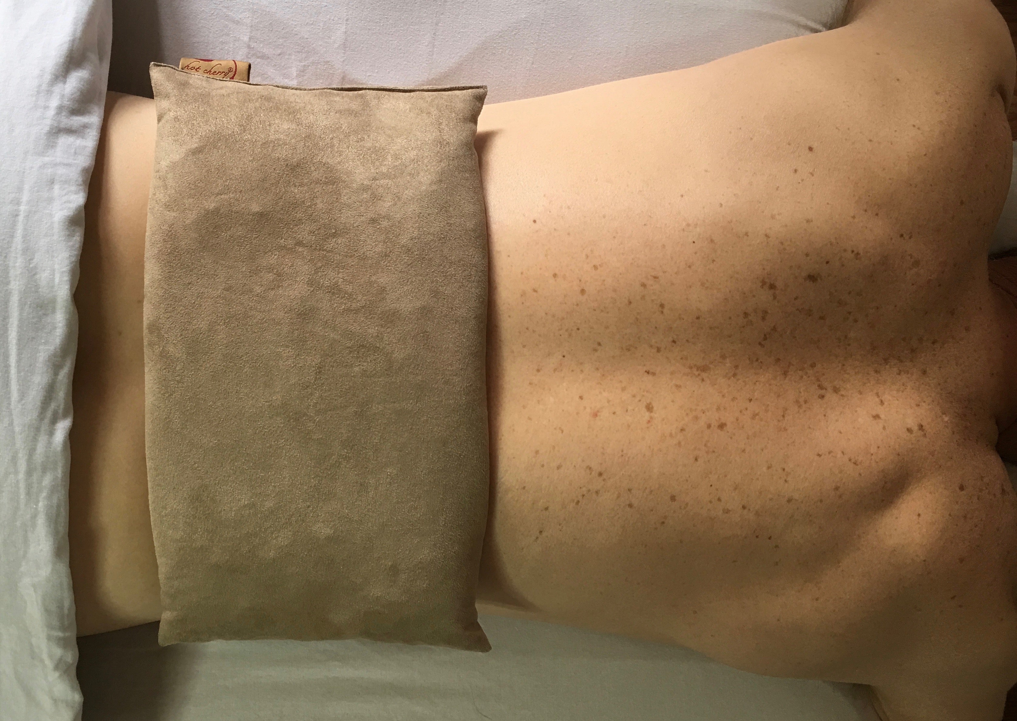 Hot Cherry Large Rectangle Cherry Stone Pillow in Tan Ultra-Suede - Natural Hot and Cold Therapy Pack