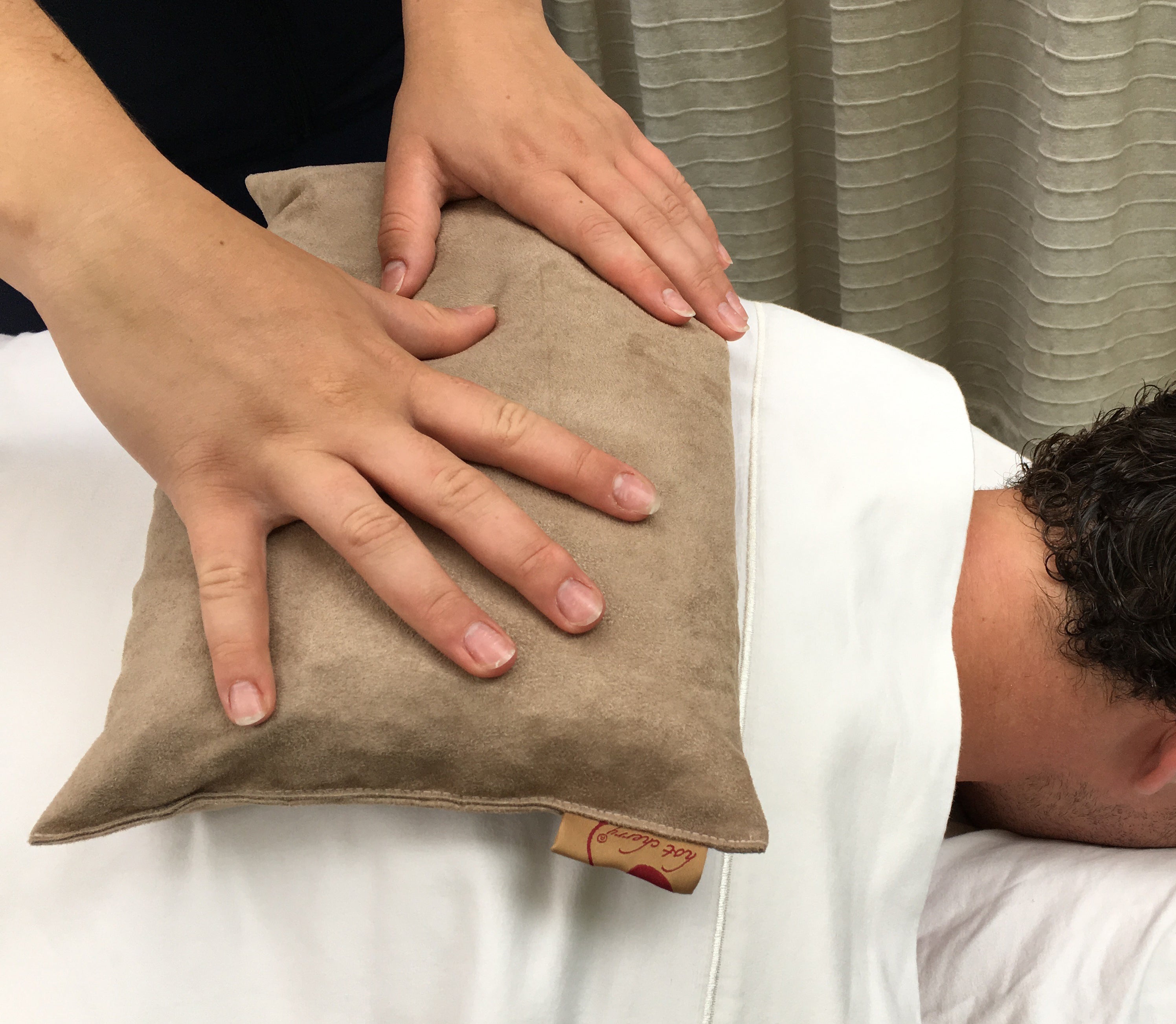 Hot Cherry Large Rectangle Cherry Stone Pillow in Tan Ultra-Suede - Natural Hot and Cold Therapy Pack