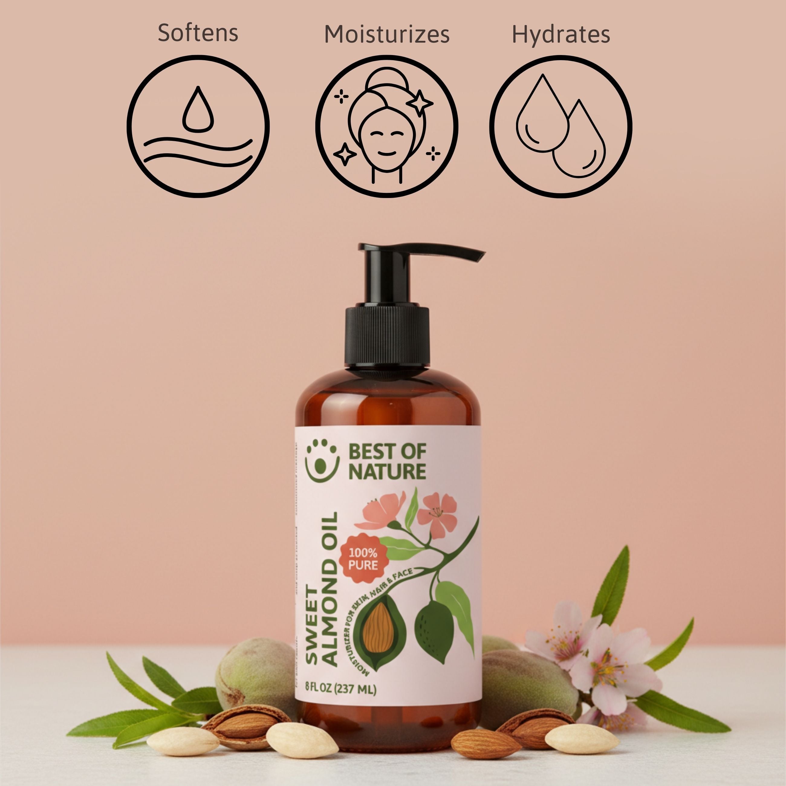Best of Nature Almond Massage & Body Oil - 100% Pure