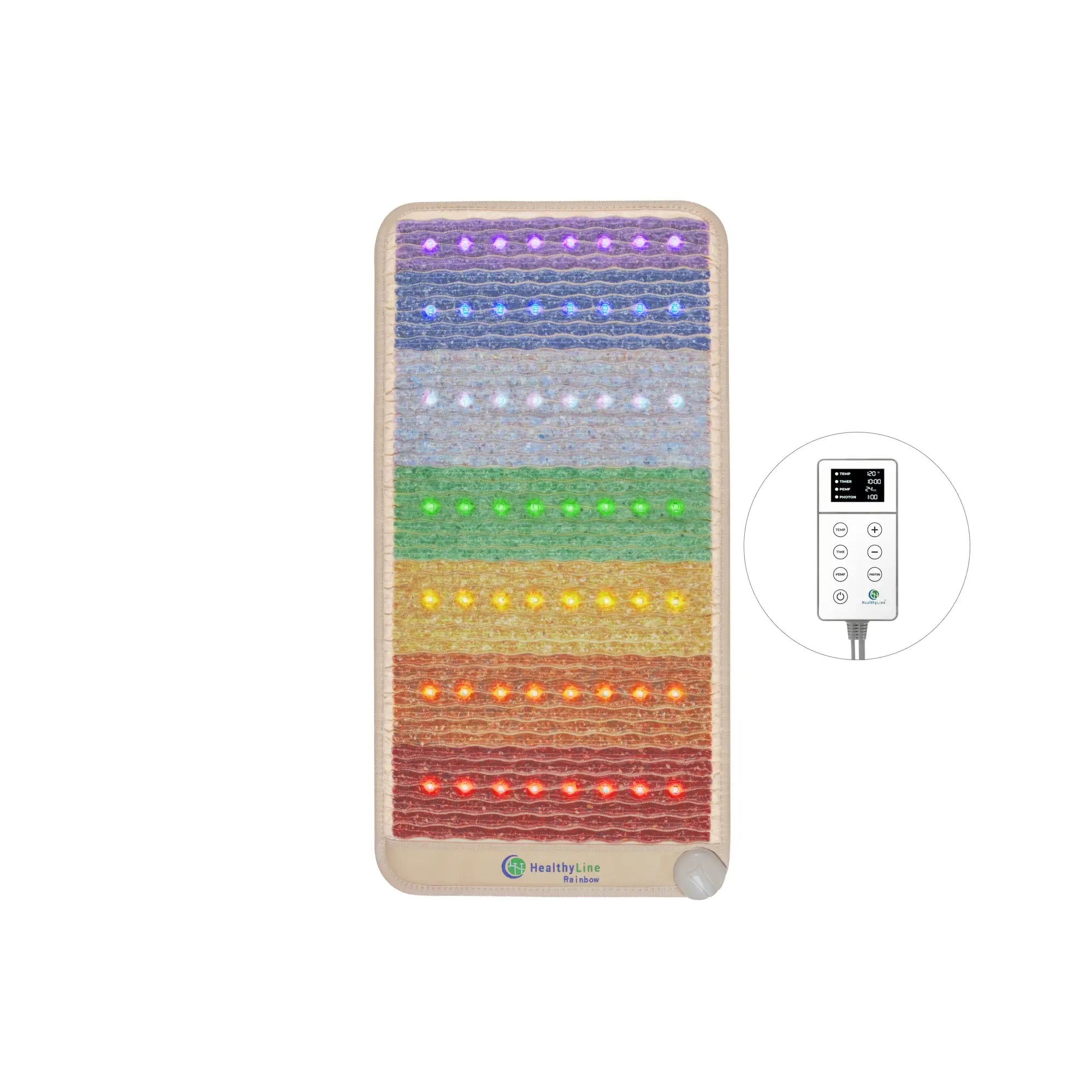 Healing gemstone and light therapy mat with remote control