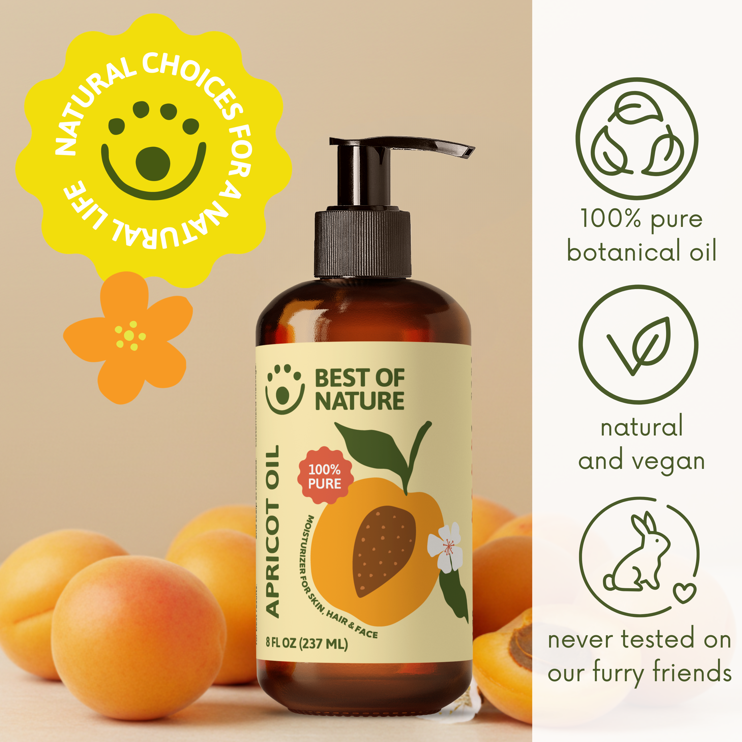 Best of Nature Apricot Kernel Massage & Body Oil - 100% Pure