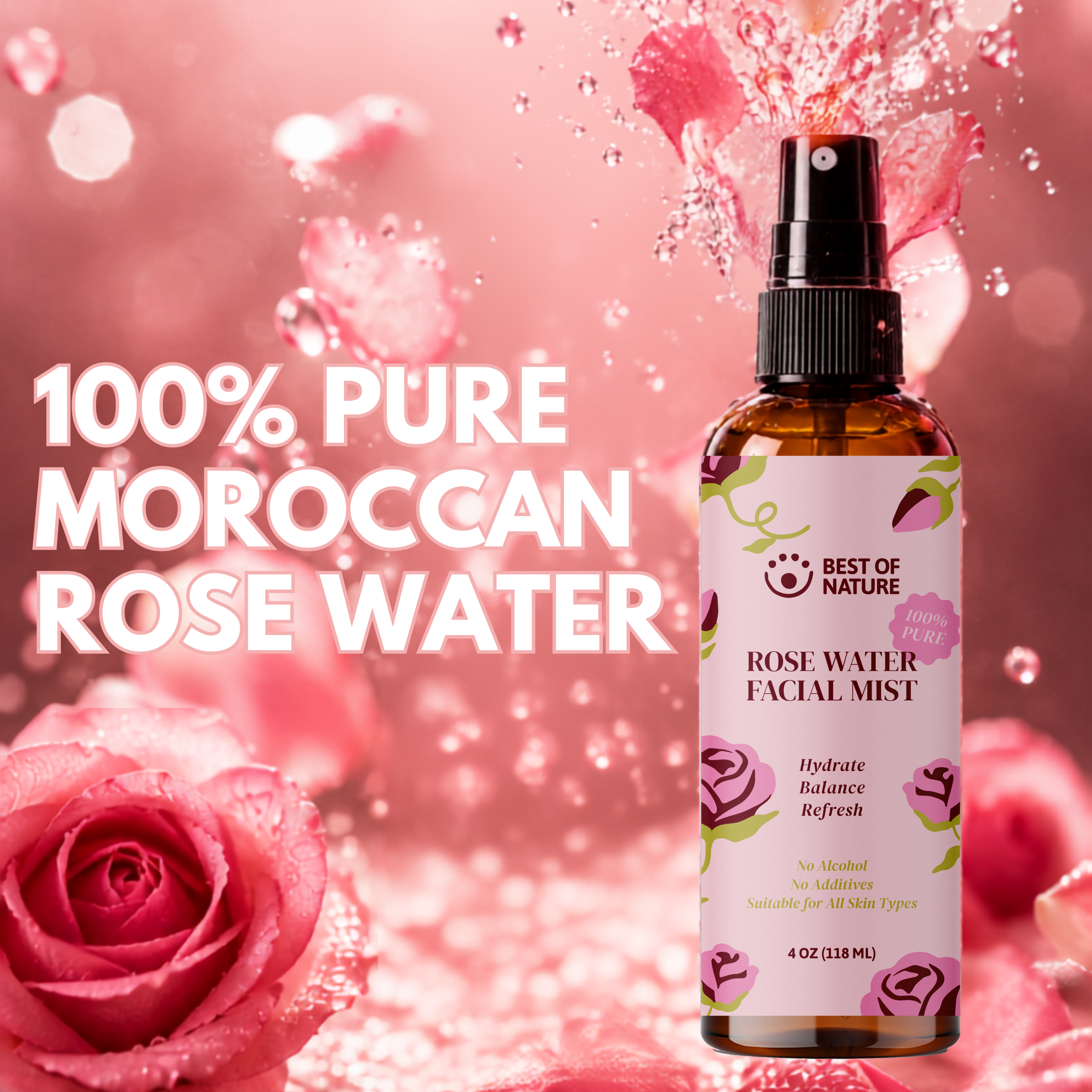 Best of Nature Rose Water Facial Mist - Hydrating Toner