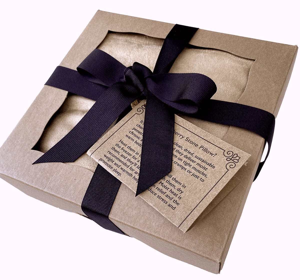 Hot Cherry Square Cherry Stone Pillow in Tan Ultra-Suede - Natural Hot and Cold Therapy Pack