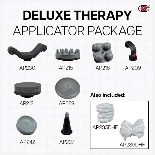 G5 GK-3 Gen 3.0 Deluxe Therapy Applicator Package. 8 interchangeable applicator attachments and 50 covers included to help provide different treatments and modalities.