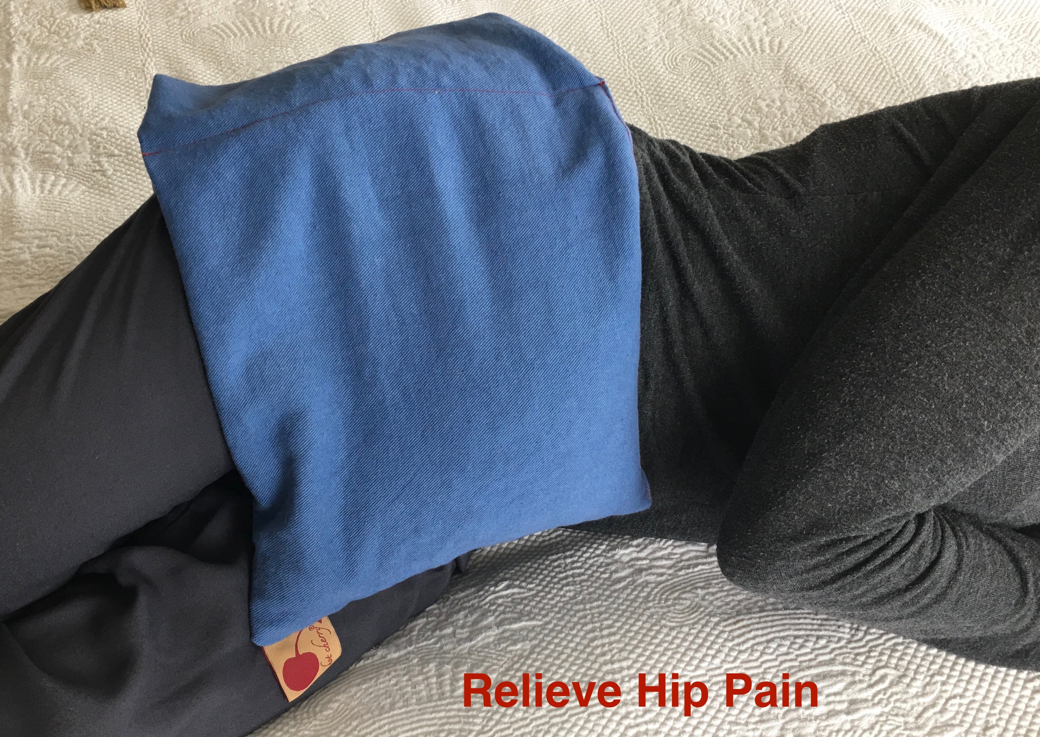 Hot Cherry Double Square Pillow in Blue Denim - Natural Hot and Cold Therapy Pack