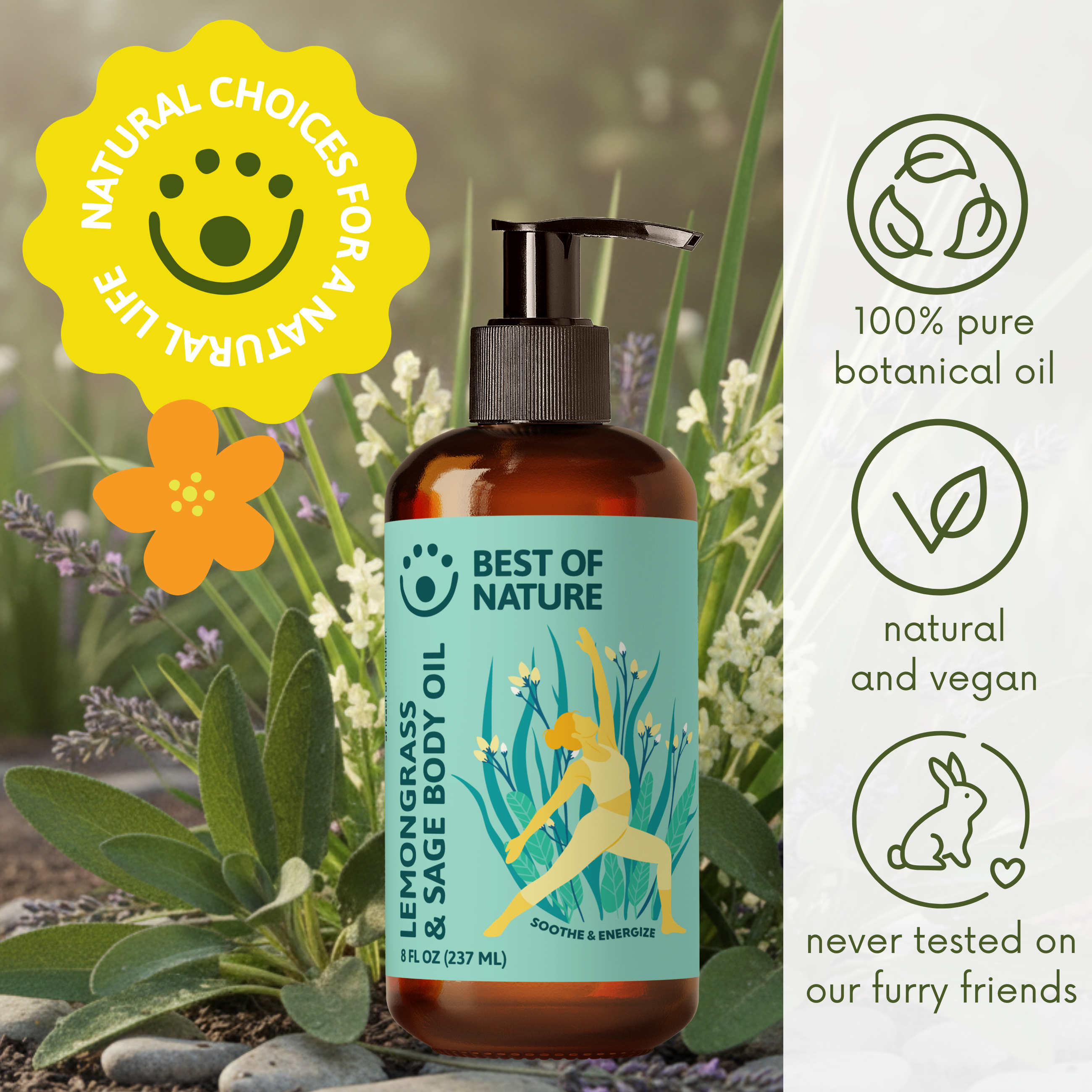 Best of Nature Lemongrass and Sage Aromatherapy Massage & Body Oil