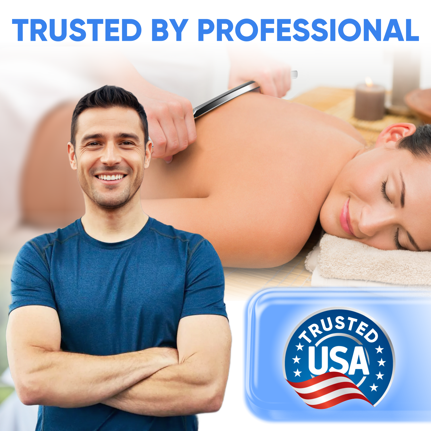 Professional Muscle Scraper - Crescent Handlebar - Medical Grade 304 Stainless Steel