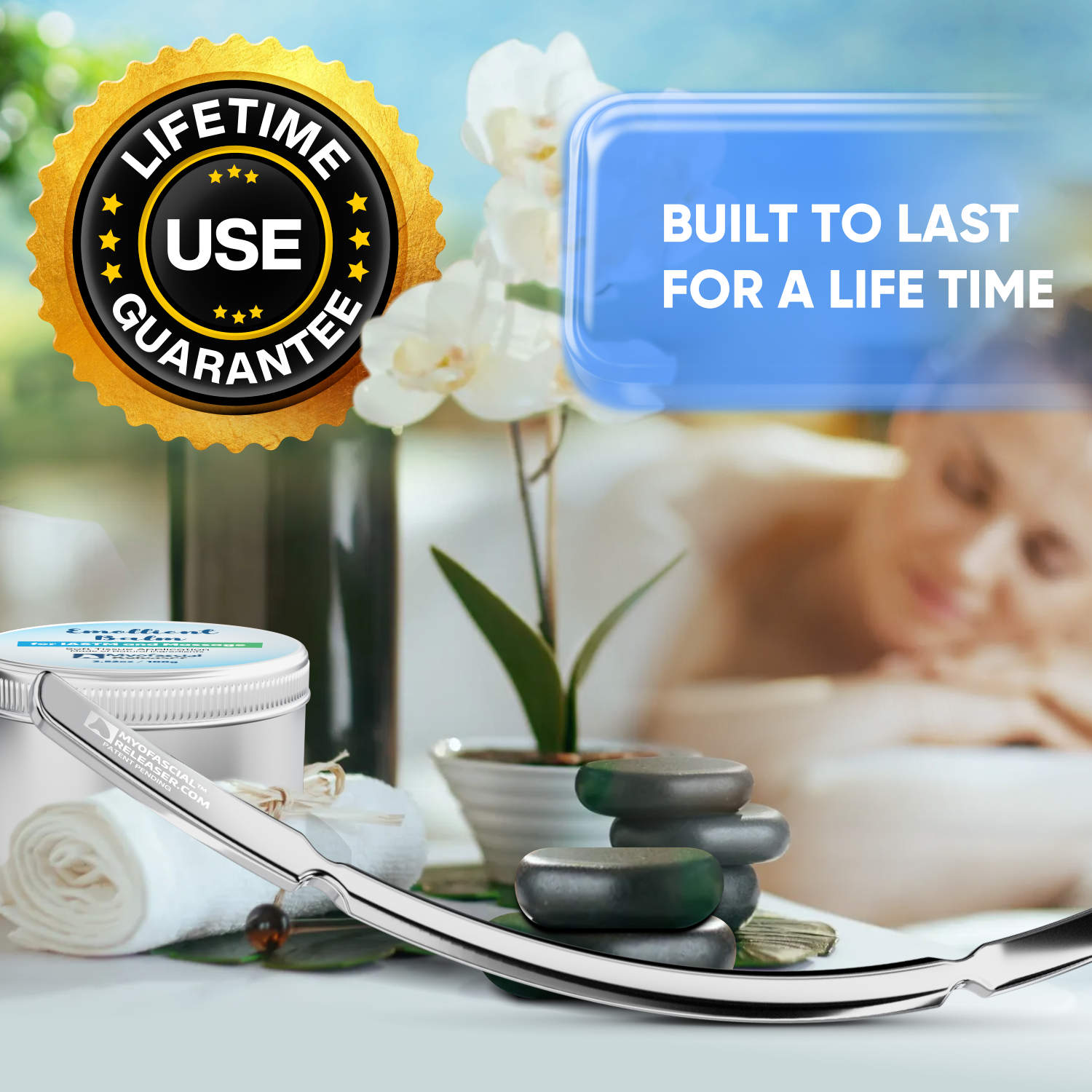 Professional Muscle Scraper - Crescent Handlebar - Medical Grade 304 Stainless Steel