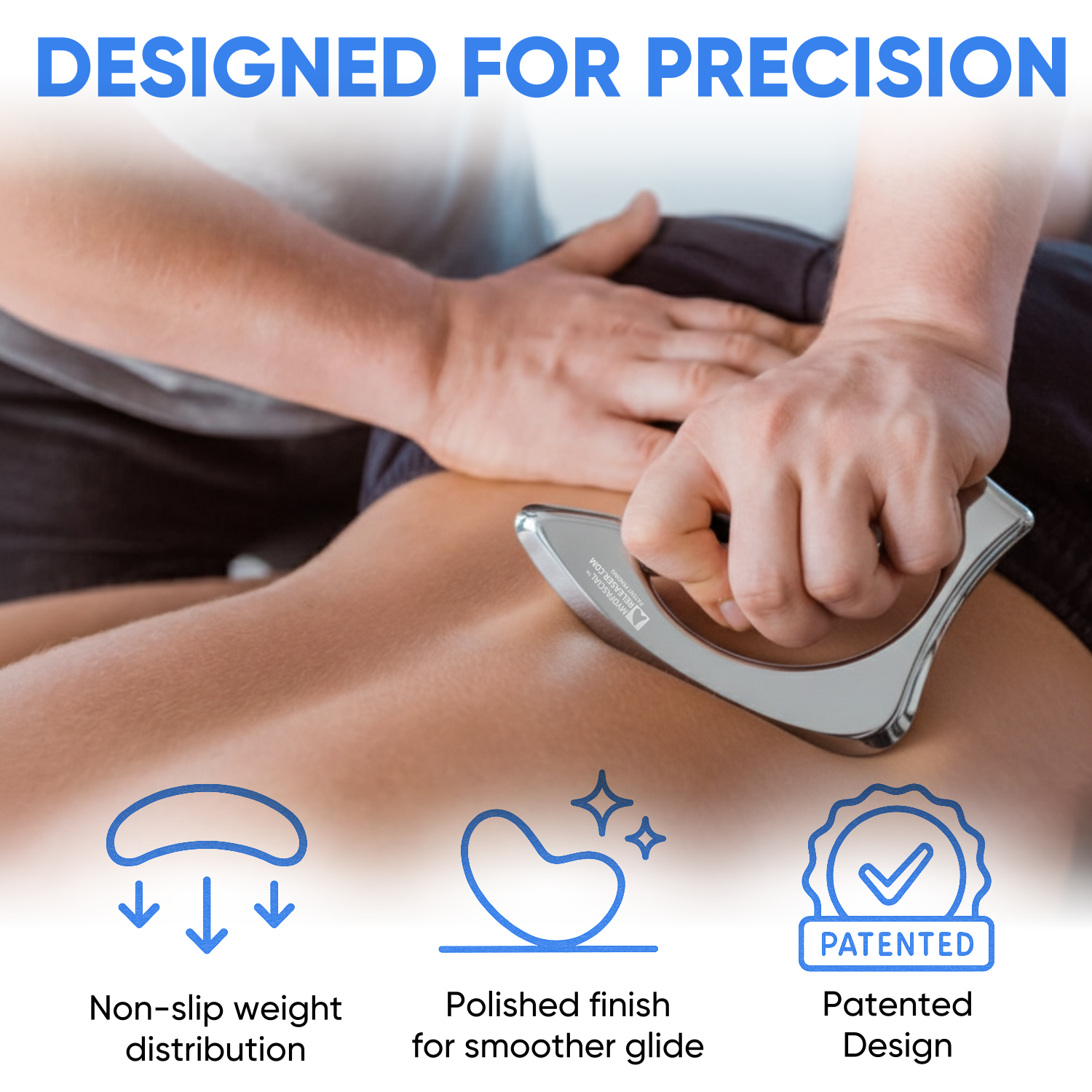 Professional Muscle Scraper - The Ergo Tool - Patented IASTM Massage Tool for Physical Therapy, GuaSha Tool for Body Myofascial Release - Medical Grade 304 Stainless Steel