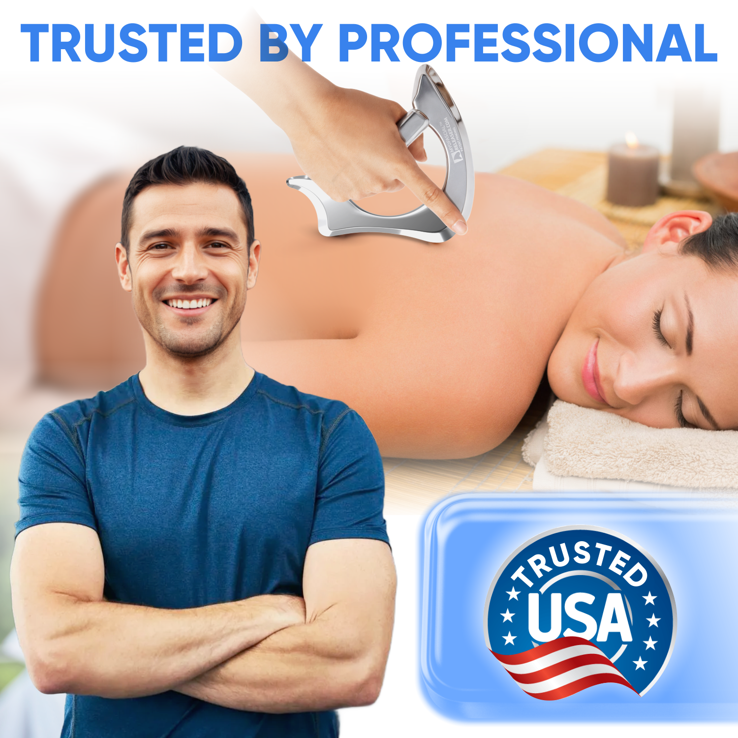 Professional Muscle Scraper - The Ergo Tool - Patented IASTM Massage Tool for Physical Therapy, GuaSha Tool for Body Myofascial Release - Medical Grade 304 Stainless Steel