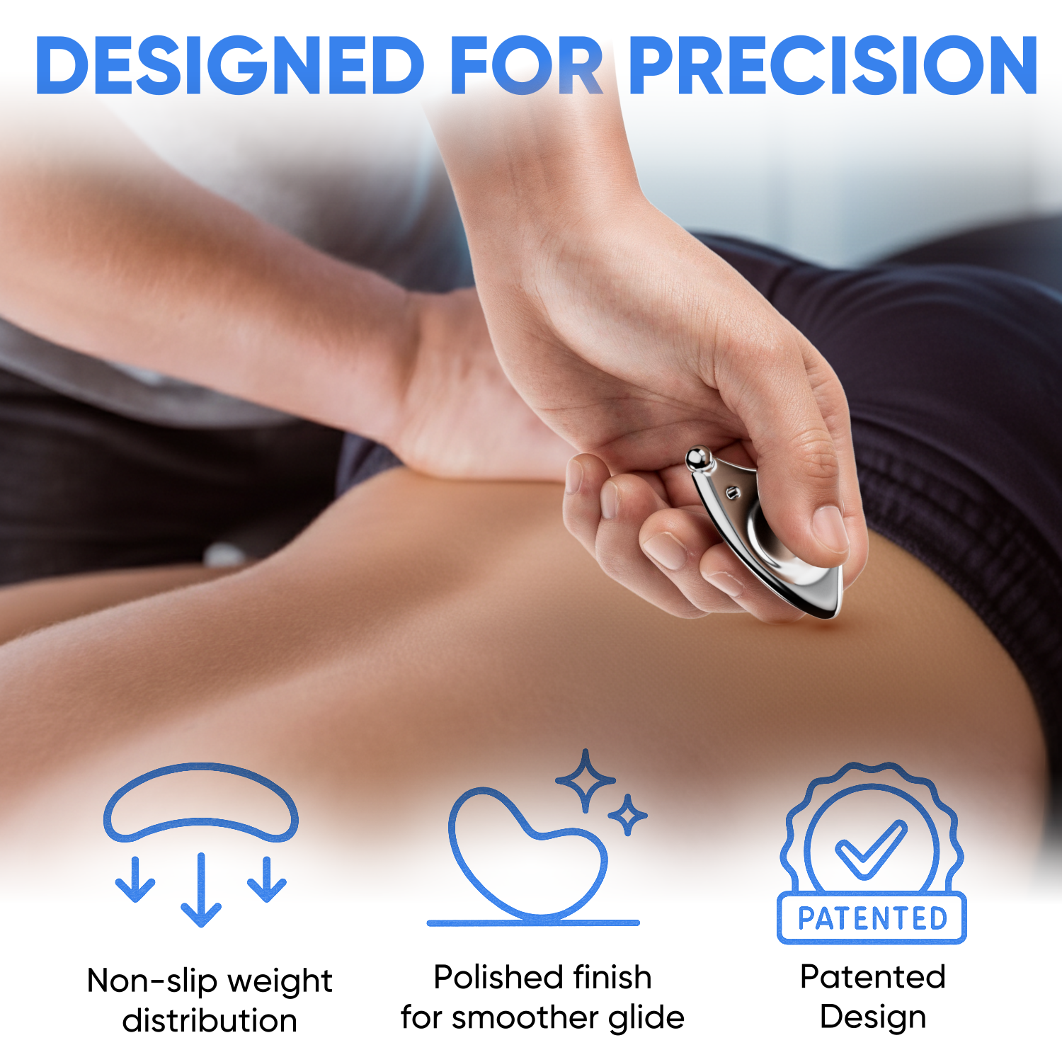 Professional Muscle Scraper Micro Tool - Patented IASTM Massage Tool for Physical Therapy, GuaSha Tool for Body Myofascial Release - Medical Grade 304 Stainless Steel