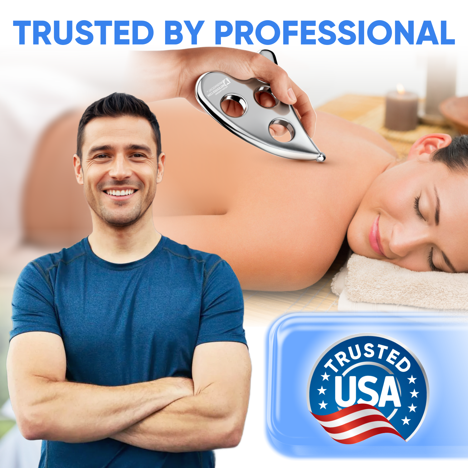 Professional Muscle Scraper - The Original - Patented IASTM Massage Tool - Medical Grade 304 Stainless Steel