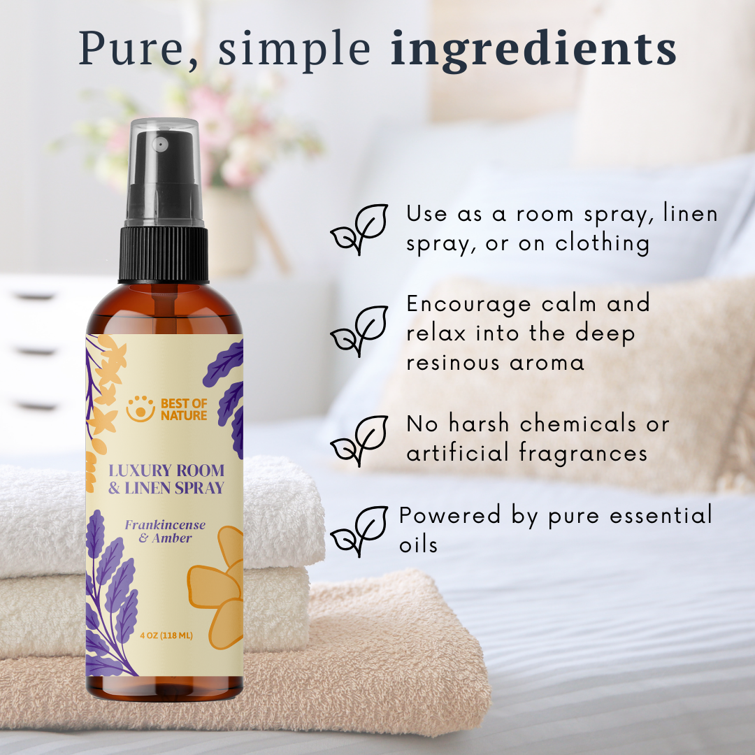 Best of Nature Frankincense & Amber Luxury Room & Linen Spray made with Pure Essential Oils