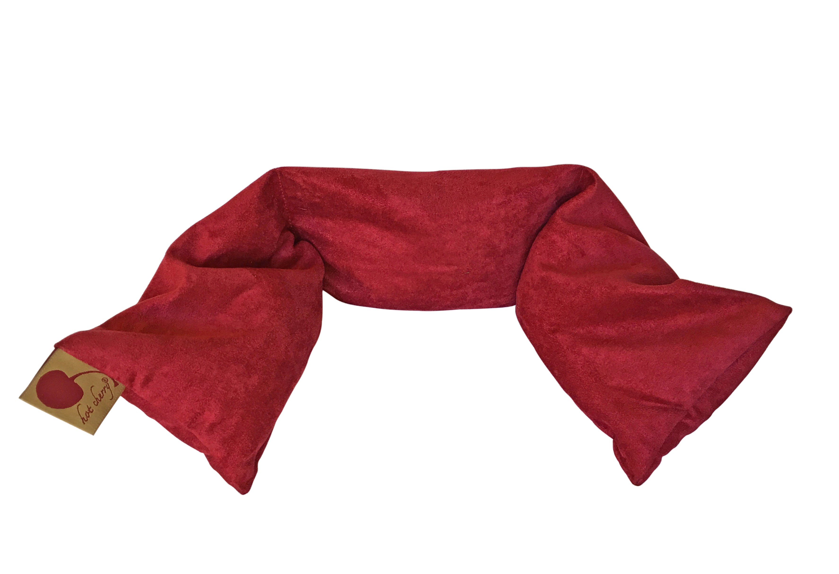 Hot Cherry Neck Wrap in Plush Red Ultra-Suede - Natural Hot and Cold Therapy Pack