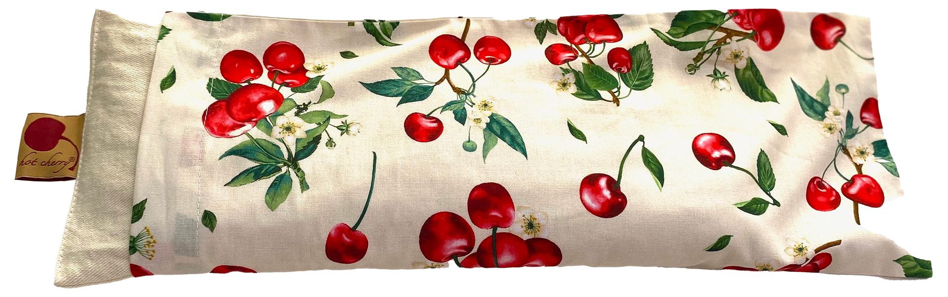 Hot Cherry Cervical Pillow in Natura Denim with Cherry Print - Natural Hot and Cold Therapy Pack