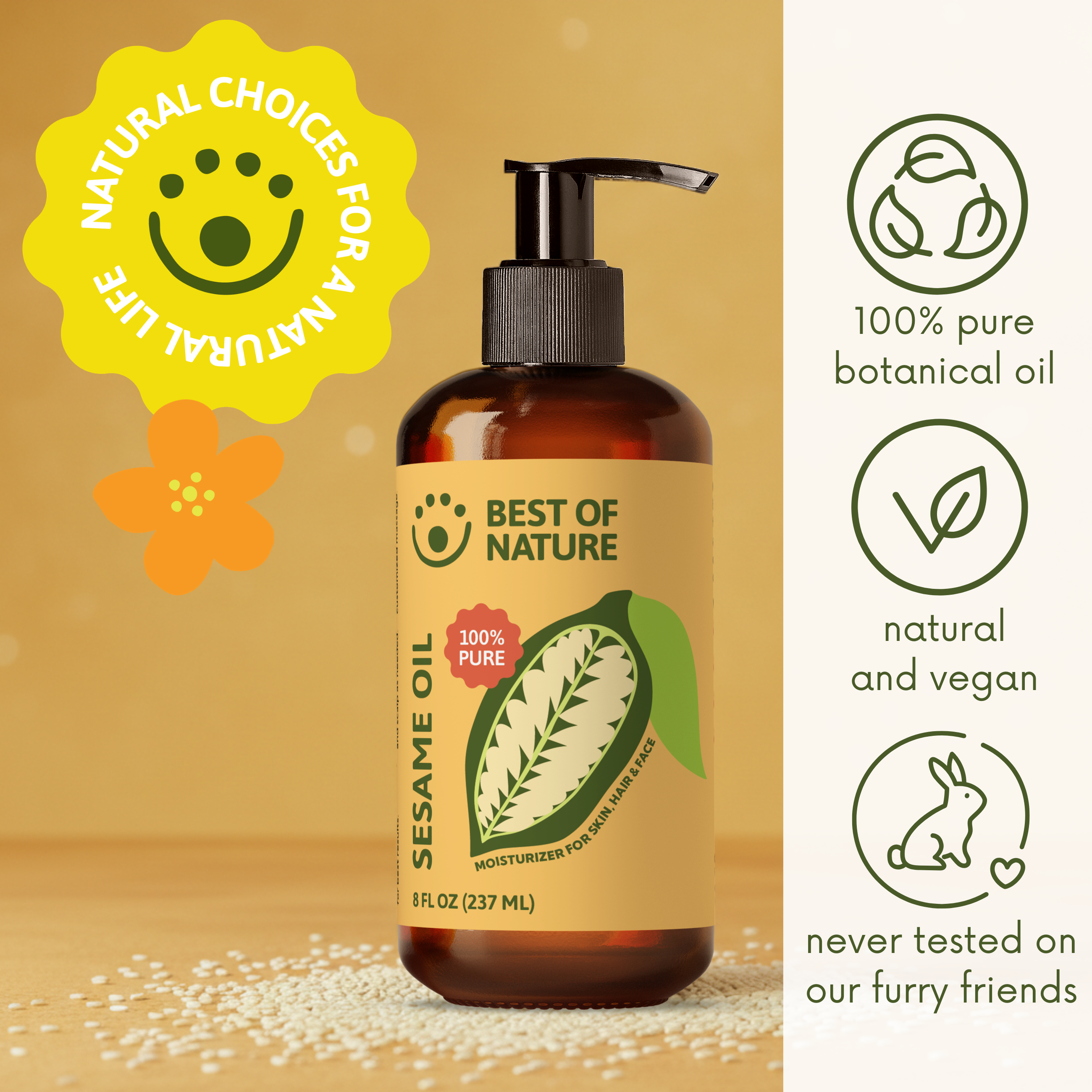 Best of Nature Sesame Massage & Body Oil - 100% Pure