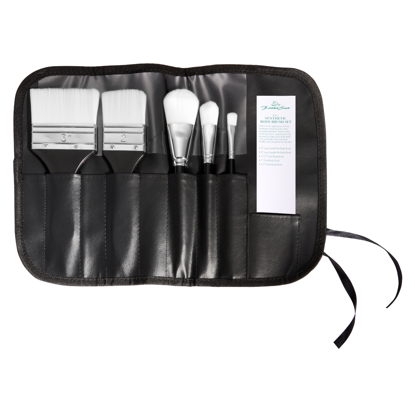 Body Brush 5 Piece Set in Roll Up Carry Case - Synthetic Bristles