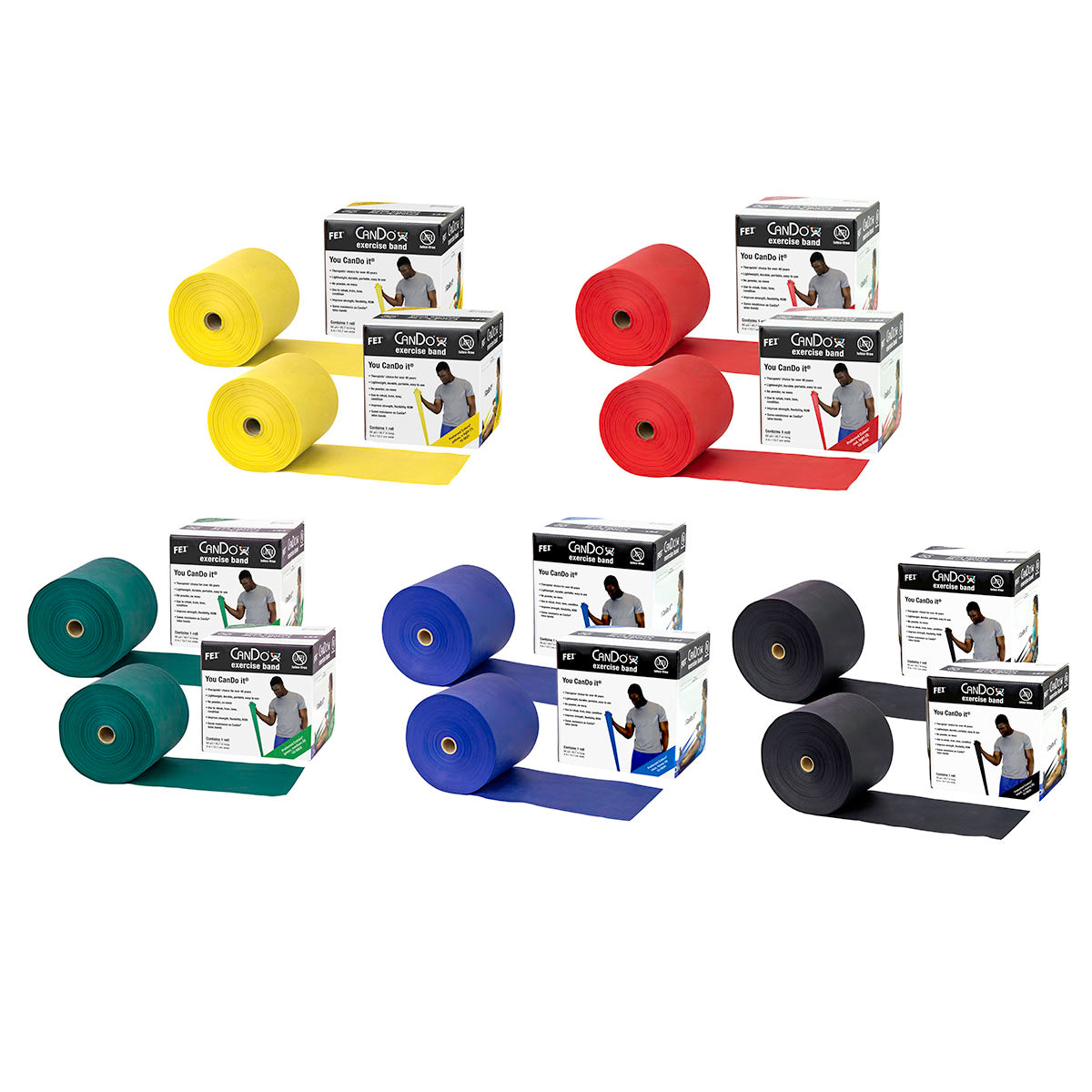 Latex Free Exercise Bands - 25 50 & 100 Yard Rolls - CanDo