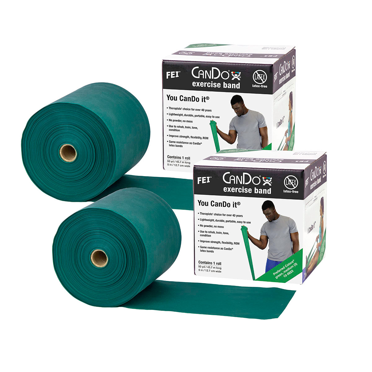 Latex Free Exercise Bands - 25 50 & 100 Yard Rolls - CanDo