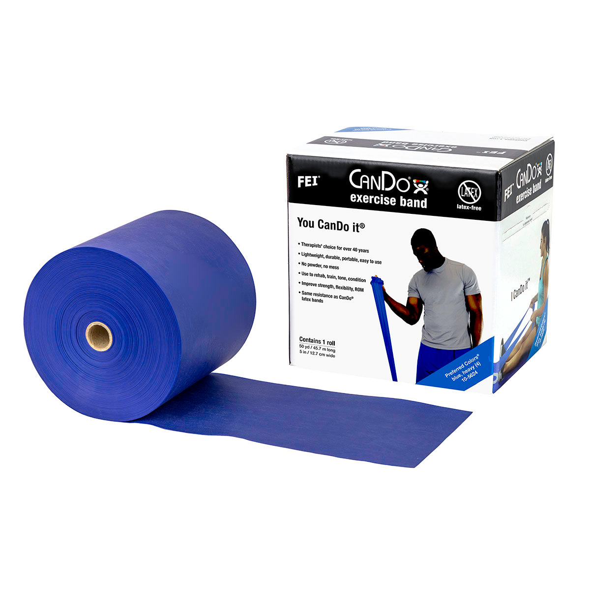 Latex Free Exercise Bands - 25 50 & 100 Yard Rolls - CanDo