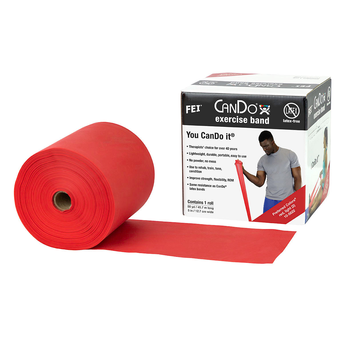 Latex Free Exercise Bands - 25 50 & 100 Yard Rolls - CanDo