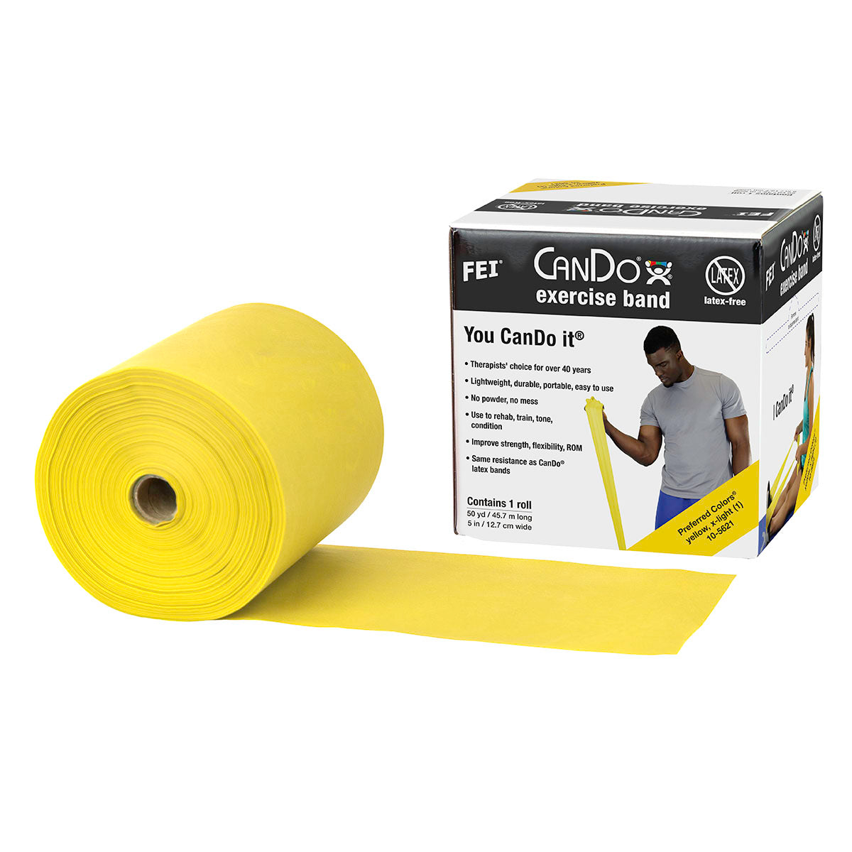 Latex Free Exercise Bands - 25 50 & 100 Yard Rolls - CanDo
