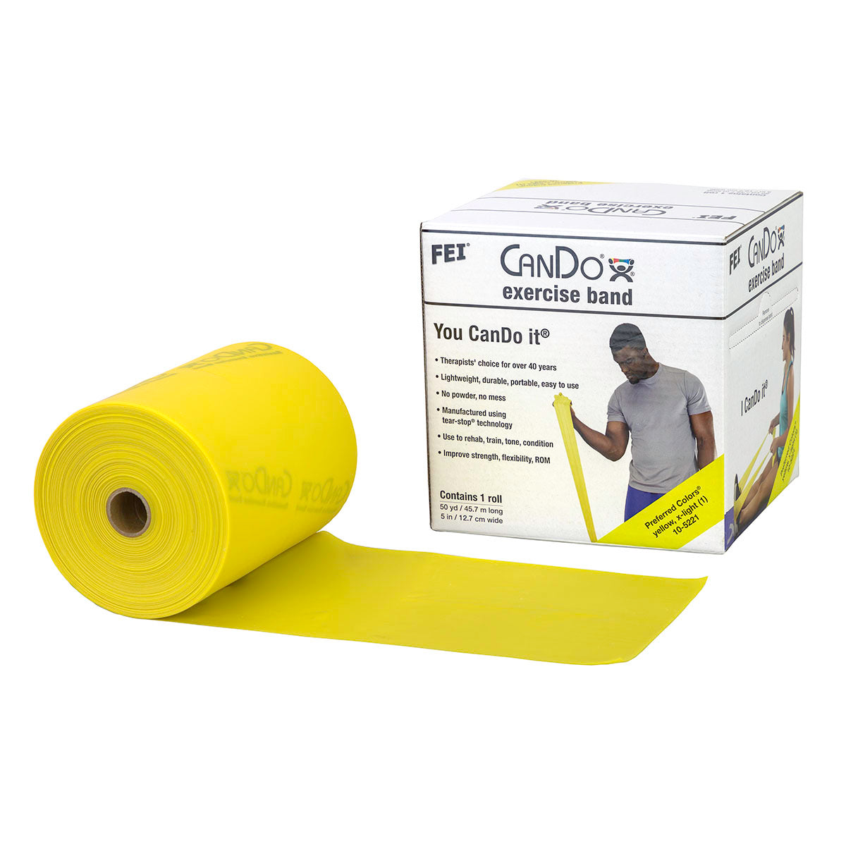 Low Powder Exercise Bands - 25 50 & 100 Yard Rolls - CanDo