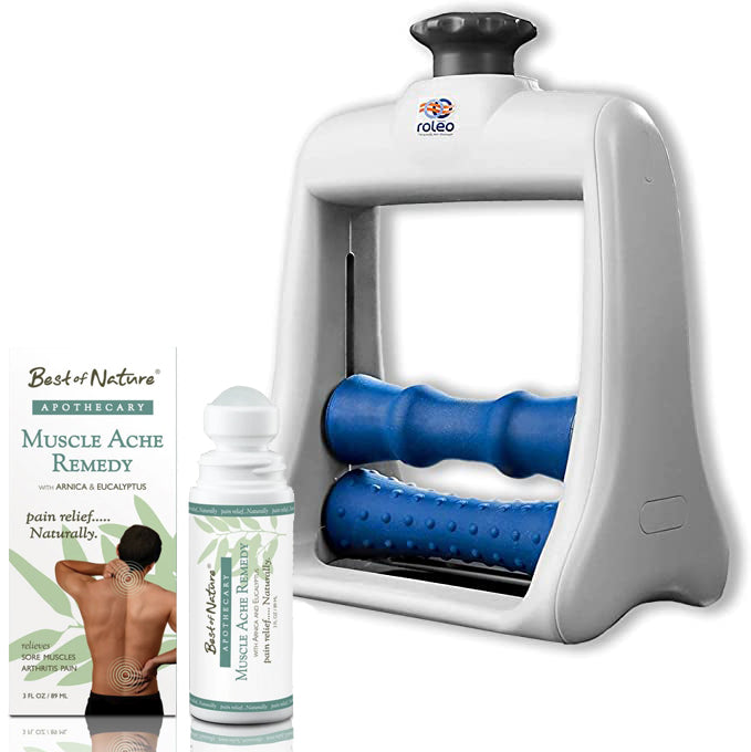 Roleo Hand & Arm Massage Tool w Best of Nature Muscle Ache Remedy Roll On